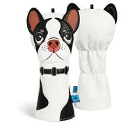 Driver Headcover Golf Animal Driver Headcover Funny White Boston Terrier Golf Club Head Cover Premium PU Leather Made