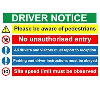 Driver notice please be aware of pedestrians no unauthorised entry 10mph speed limit safety sign - 3mm Aluminium sign (600mm x 400mm)
