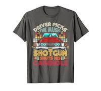 Driver Picks The Music Shotgun Shuts His Cakehole Retro T-Shirt, Men, Asphalt Grey, 4X-Large