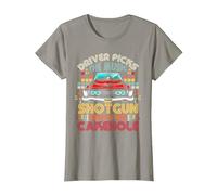 Driver Picks The Music Shotgun Shuts His Cakehole Retro T-Shirt, Women, Slate Grey, X-Small