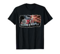 Driver Trucker US Flag Semi Truck Patriotic 4th Of July man T-Shirt