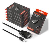DriverGenius SerialEdgeX Serie | USB to Serial RS232 Adapter with 3 x Data LEDs for Industrial CNC Equipment Monitoring - USB to DB9 (9-Pin) Serial Cable, Windows 11/macOS 15【USB232A-B-A, 6-Pack】
