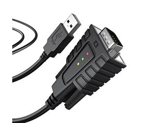DriverGenius SerialEdgeX Series | USB to Serial RS232 Adapter with 3 x Data LEDs for Industrial CNC Equipment Monitoring - USB2.0 to DB9 (9-Pin) Serial Cable Compatible with Windows 11/macOS 15