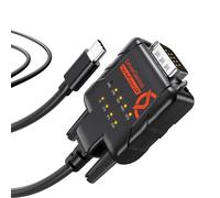 DriverGenius SerialGuardX USB Type-C to Serial RS232 FTDI Cable, 9 x Data Monitoring LEDs, FT232RL Chipset, Compatible with Windows 11/macOS 15/Linux - RS232-ESD9C