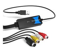 DriverGenius USB Video Capture Adapter (Composite/S-Video) - Analog to Digital VHS/DVD Converter -Compatible with OBS on Windows 11 & macOS 15