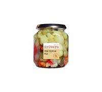 Drivers The Pickle Mix - Silverskin Onions - Gherkins - Cauliflower - Red Pepper - Carrots Traditional Driver's Recipe Picklers Since 1906 Gluten-Free Suitable for Vegetarians and Vegans - 550 g Jar