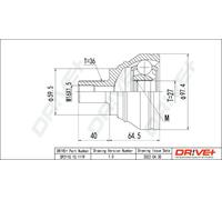 Driveshaft CV joint DP2110.10.1119 Drve+ for VW SKODA AUDI SEAT CUPRA