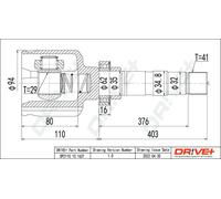 Driveshaft CV joint DP2110.10.1631 Drve+ for FIAT PEUGEOT CITROËN