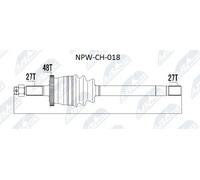 Driveshaft Front Axle Left NPW-CH-018 NTY for JEEP CHEROKEE GRAND CHEROKEE Mk II