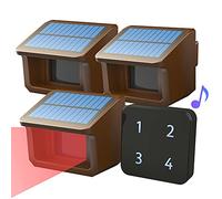 Driveway Alarm System- Solar Driveway Alarms- 3 Adjustable Sensitivities-Fully Weatherproof Outdoor Motion Sensor&Detector DIY Security Alert System-1 Receiver and 3 Sensors KIT