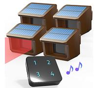 Driveway Alarm System- Solar Driveway Alarms- 3 Adjustable Sensitivities-Fully Weatherproof Outdoor Motion Sensor&Detector DIY Security Alert System-1 Receiver and 4 Sensors KIT