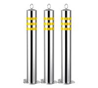 Driveway Barrier Traffic Barricade Traffic Delineator Posts 26/32 inch Height, Stainless Steel Driveway Barrier Parking Cones Visual, For Crowd Control/Street Stanchion (3 Pack 25.6in Tall)