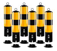 Driveway Bollard Posts, Steel ing Barriers with Reflective Stripes, Traffic Control Bollards for Driveway Access Restriction (Yellow-6)