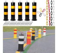 Driveway Security Posts with Reflective Tape and Chains for Enhanced Safety and Protection
