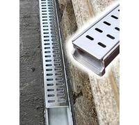 Driveway Trench Drain Cover System with Heavy-Duty Metal Grate - Effective Yard and Garage Drainage Solution Prevents Clogs from Leaves Debris & Water Accumulation