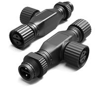 DriveXpwr T (Simple)-pct Connector with 2un, Compatible with Philips Hue Low Voltage Outdoor Bulbs, Expand and Customize Your Outdoor Smart Lighting Configuration Color: Black