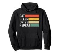 Driving Driver Funny Retro Vintage - Eat Sleep Drive Repeat Pullover Hoodie
