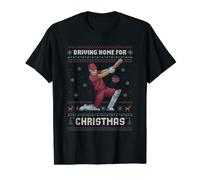 Driving Home for Christmas Cricket Ugly Sweater Value Graphic T-Shirt, Men, Black, S