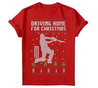 Driving Home for Christmas Golf T-Shirt for Family - Holiday Golfing Gift - Funny Christmas Tee #MC #MC 12-14 Years Red