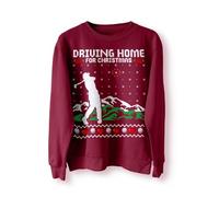 Driving Home for Christmas Jumper, Funny Christmas Sweater, Sweatshirt Xmas Golf Tees Balls Club, Chris Rea Funny Gift_MAR_2XL Maroon