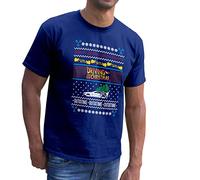 Driving Home for Christmas T-Shirt Top Festive Xmas Delorean Time Machine Car Tree Santa Hat Work Party 80's Gift Present 100% Organic Cotton Vegan Ink (4XL, Navy Blue)