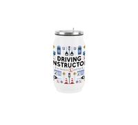 Driving Instructor Flask with Straw - Novelty Learner Driver Gifts - Reusable Small Stainless-Steel Cold Drinks Travel Mug 250ml (9 fl oz)