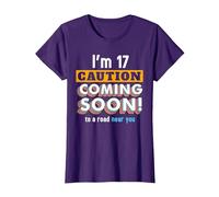 Driving Lessons Learner Driver 17th Birthday Im 17 Today T-Shirt, Women, Purple, X-Small