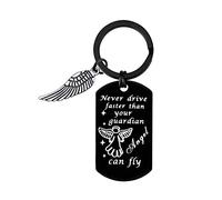 Driving License Gift Drive Safe New Driver Gifts for Girls Boys Sweet 16 Gift Keyring Never Drive Faster Than Your Guardian Driver Keychain Birthday Graduation Gift for Daughter Son Niece Women Men