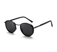 Driving Polarized Sunglasses Men Round Plastic Titanium Sun Glasses Man UV Protection (Mpty189 Black,One Size)