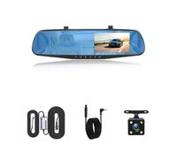 Driving Recorder Dash Cam 4.3 Inches Car DVR Rearview Mirror Driving Recorder Front And Rear Camera Video Recorder Car On-Dash Mounted Cameras(With 6M RCC-BL,None)