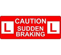 Driving School Instructor - Caution Sudden Braking Sticker - 210mm x 80mm