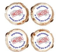Driving Test Edible Cupcake Toppers - Congratulations On Passing Your Driving Test - 30 x Vanilla Flavoured Icing Cupcake Decoration - 2 Sizes To Choose From (15 x 50mm)