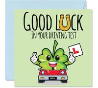 Driving Test Good Luck Cards-Leaf Clover - Driving Exam Good Luck Charm, 145mm Greeting Cards for Friends Family