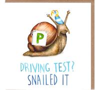 Driving Test? Snailed It - Funny Congratulations Card - Hand-Painted Design by Citrus Bunn - Blank Inside - Made in the UK