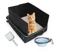 Driving Toilet for Cats - Waterproof Foldable Hard Floor Portable Cat Litter Box with Lid Handle Easy to Car | Car Hotel Plane Accommodation From Outing Travel Travel Goods Pet Items