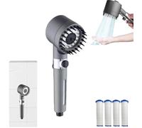 Drivse Showerhead, Drivse Iondrops Showerhead with Filters for Hard Water, Less Water Up to 40%,Handheld High Pressure Power Shower Head (Shower Head + 4 Filter cartridges)