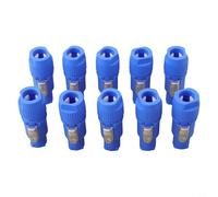 Drivstraw 10PCS 3-Pin Male Power Connectors 20A 250V AC Electrical Plug Set, ABS Housing, Locking Design for Secure Connection, Compatible with Speaker Power Input, DMX(Blue)