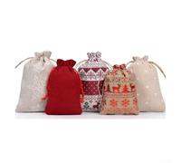 Drivstraw 24 Piece Advent Calendar Set Drawstring Bags Rustic Cotton Linen Red Wooden Tags Clips Stickers 10m Jute Rope Christmas Holiday DIY Decoration for Home Wall Tree