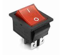 Drivstraw 5-Piece Red Indicator Lamp DPST Rocker Switch, 4-Pin ON/OFF 2-Position Industrial Toggle Switch, 16A at 250V AC / 20A at 125V AC, KCD4-201 Model, Copper