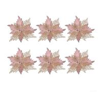 Drivstraw 6 Pack Pink Glitter Flannel Christmas Tree Picks 35cm Holiday Ornament Set for Seasonal Home Décor and Creative Festive Arrangements(powder)