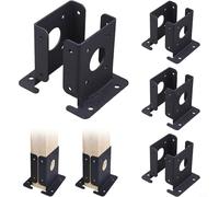 Drivstraw Adjustable Heavy-Duty Post Base Brackets for Wood Fence, Pergola & Deck Posts - 4-Pack, 3.5 x 3.5 Inch Steel Bracket with Black Powder-Coated Finish, Rust