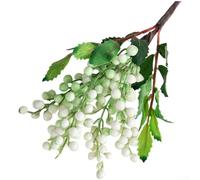 Drivstraw Artificial Berry Stems - Lifelike Plastic and Foam Fake Flowers with Five Berry Clusters, 40 cm Tall, for Wedding Decor, Home Décor, and Festive Occasions(White)