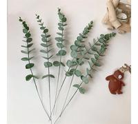 Drivstraw Artificial Eucalyptus Leaves - 38 cm Plastic Fake Greenery Plant for Wedding, Party & Home Decoration, DIY Floral Arranging, Faux Eucalyptus Leaf Stems (1((12PCS)