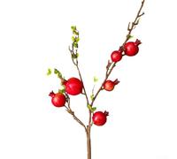 Drivstraw Artificial Pomegranate Branch with Realistic Fruits and Leaves for Home Decor, Wedding & Office - Silk Cloth & Foam, 96 cm Tall, Red/Green/Orange/Yellow