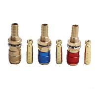 Drivstraw Brass Gas and Water Quick Connector for TIG Welding Torch Models 12 18 20 27 with 10mm Hose Fitting Set of 6 for Metal Processing(3pcs)