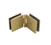 Drivstraw Brass Shower Door Glass Clamp Hinge for 8-12 mm Tempered Glass - Square Design, 0° Angle Fixed Panel Hardware, Chrome/Brushed Black/Gold Finish - Home(Gold)