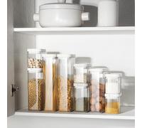 Drivstraw Clear Acrylic Food Storage Container with Airtight Lid, Plastic Canister for Snacks Tea Grains Cereal, Transparent Pantry Organization Jar 10x8x12cm(Yige1800ml)