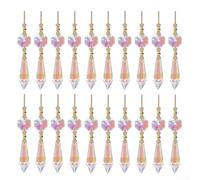 Drivstraw Clear Teardrop Crystals for Chandelier, 20-Pack Hanging Prisms with Gold Butterfly Clip Crystals Hangings - Elegant Lighting Fixture Replacement Parts(colored)