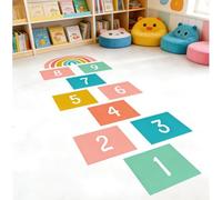 Drivstraw Colorful Square Number Floor Stickers for Kids - Rainbow Grid PVC Wall Decals, Removable & Reusable Learning Decor for Living Room, Nursery, Kindergarten