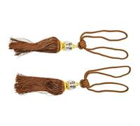 Drivstraw Elegant Beaded Curtain Holdback Pair, Decorative Tassel Tie Back Rope for Home Window Treatment, European Design, 34cm Rope, Adjustable Curtain Rope(coffee)